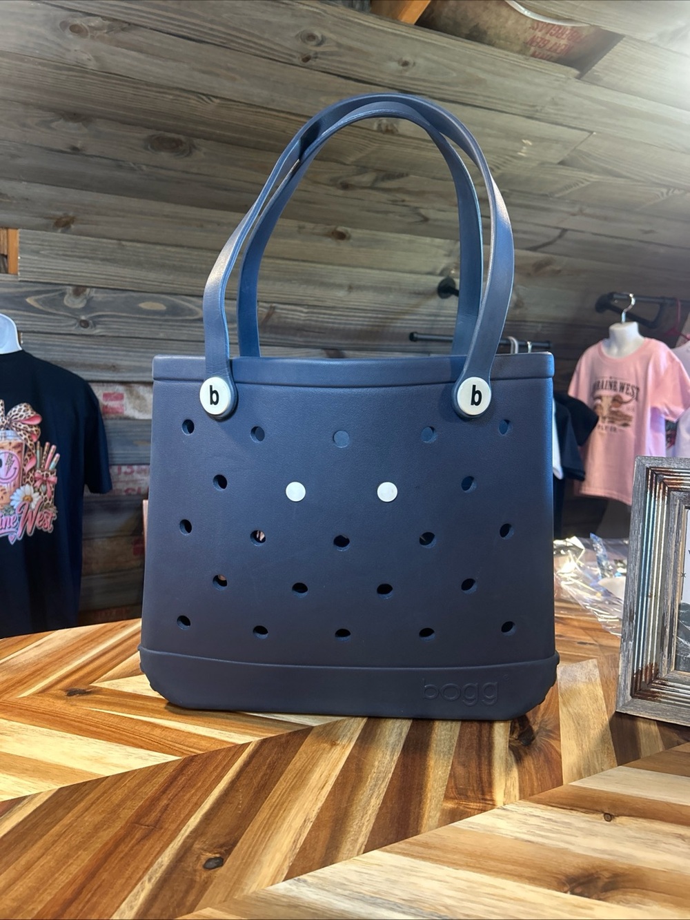 BOGG BAG Navy Perforated Tote with White Accents